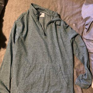 Teal and Black 1/4 zip Sweater Medium